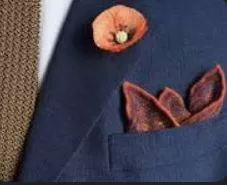 Burnt Orange Silk-Wool, Paisley Motif Pocket Square